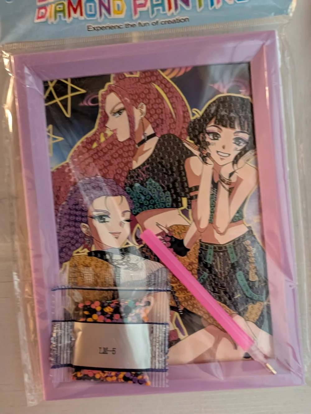 4 New K-pop Demon Hunters Diamond Art Frames in Pink, Blue & Purple
